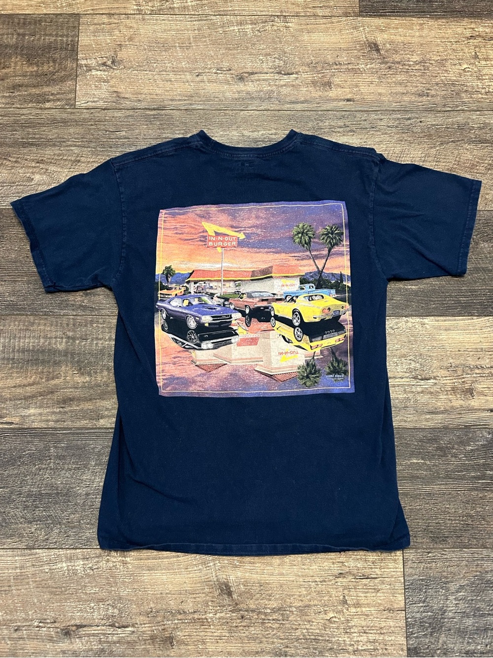 IN N OUT Burger Utah Classic Cars T-Shirt Medium Navy Blue Foodie